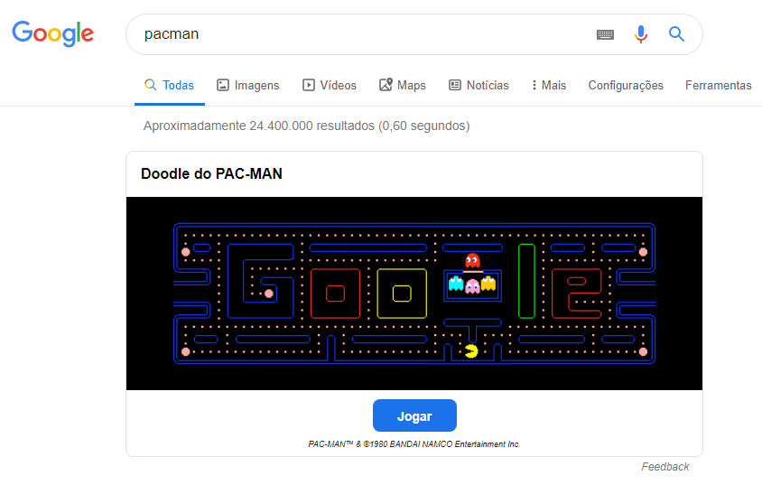 Google disponibiliza jogo da cobrinha, paciência, Pac Man e mais na busca!